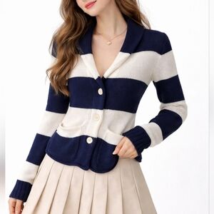 Ralph Lauren Womens XS Cardigan Sweater Preppy Academia Beachy Nautical Coastal